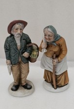 Vintage Hand Painted Porcelain Figurine Couple – Elderly Man & Woman – 18 cm