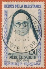 1961-France timbre(Ob)-Mère Elisabeth-Résistance-Stamp-Yv.1291