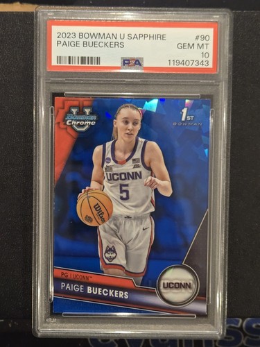 Paige Bueckers 2023-24 Bowman Chrome University Sapphire #90 1st Bowman PSA 10 - Picture 5 of 10