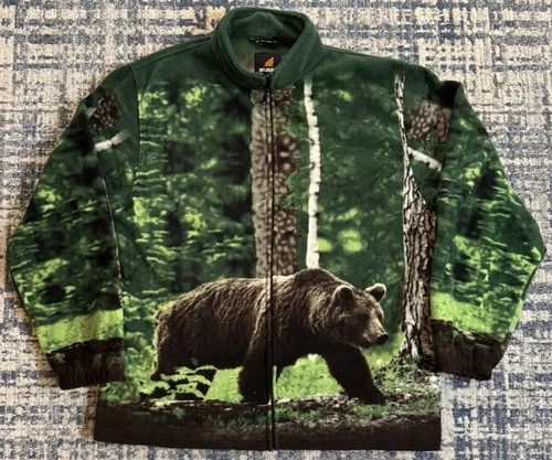 WildKind Heavyweight Winter Grizzly Bear Full Zip Fleece Jacket - 2XL - product listing photo