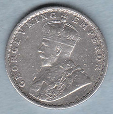 1918 British India King George V  1/2  Rupee silver coin