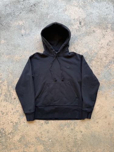 Acne Studios Ferris Face Logo Black Fleece Cotton Pullover Hoodie Men's S