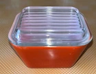 Vintage Pyrex 501 Red glass Small Refrigerator Dish W/ Ribbed Lid 501C #1