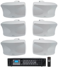 6 Rockville WET-44 PRO Dual 4" 4-Way Swivel 70V Commercial Speakers in White Amp