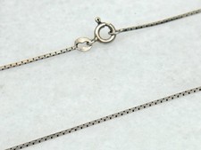Vintage Italy Sterling Silver Fine Box Chain Necklace 16  1mm