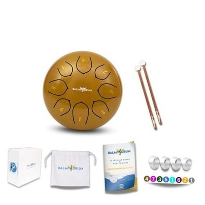 Steel Tongue Drum 6 inch 8 Notes 440Hz, Handpan Drum with 8 Tones and 6'' Gold