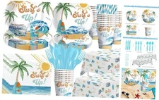Surf's Up Party Decorations Tableware For Boys - Surf Birthday Party Supplies, 