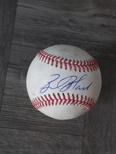 BUD BLACK AUTOGRAPHED BASEBALL ON USED MAJOR LEAGUE BALL. ROCKIES.