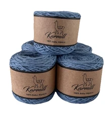 Alpaca Wool Skeins 100% Baby Alpaca Yarn DK Weight Lot of 5 Periwinkle B476