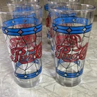Vintage Pepsi Cola 1970's Tiffany Style Glasses Stained Glass 16 Oz Set of 6 New