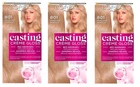 (PACK OF 3)L'OREAL CASTING CREME GLOSS 801 SATIN BLONDEHAIR COLOR NO AMMONIA