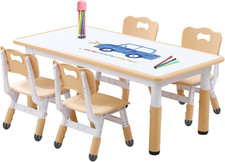 Kids Table and Chair Set for Toddlers - Adjustable Activity Center with Non-Slip