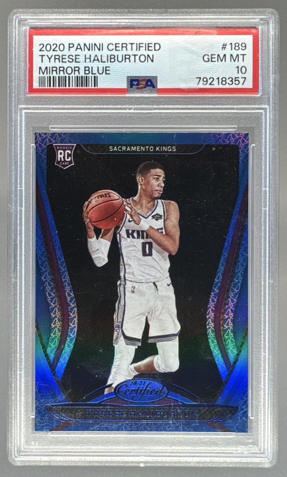 2020-21 Panini Certified #189 Tyrese Haliburton RC Mirror Blue PSA 10 79218357