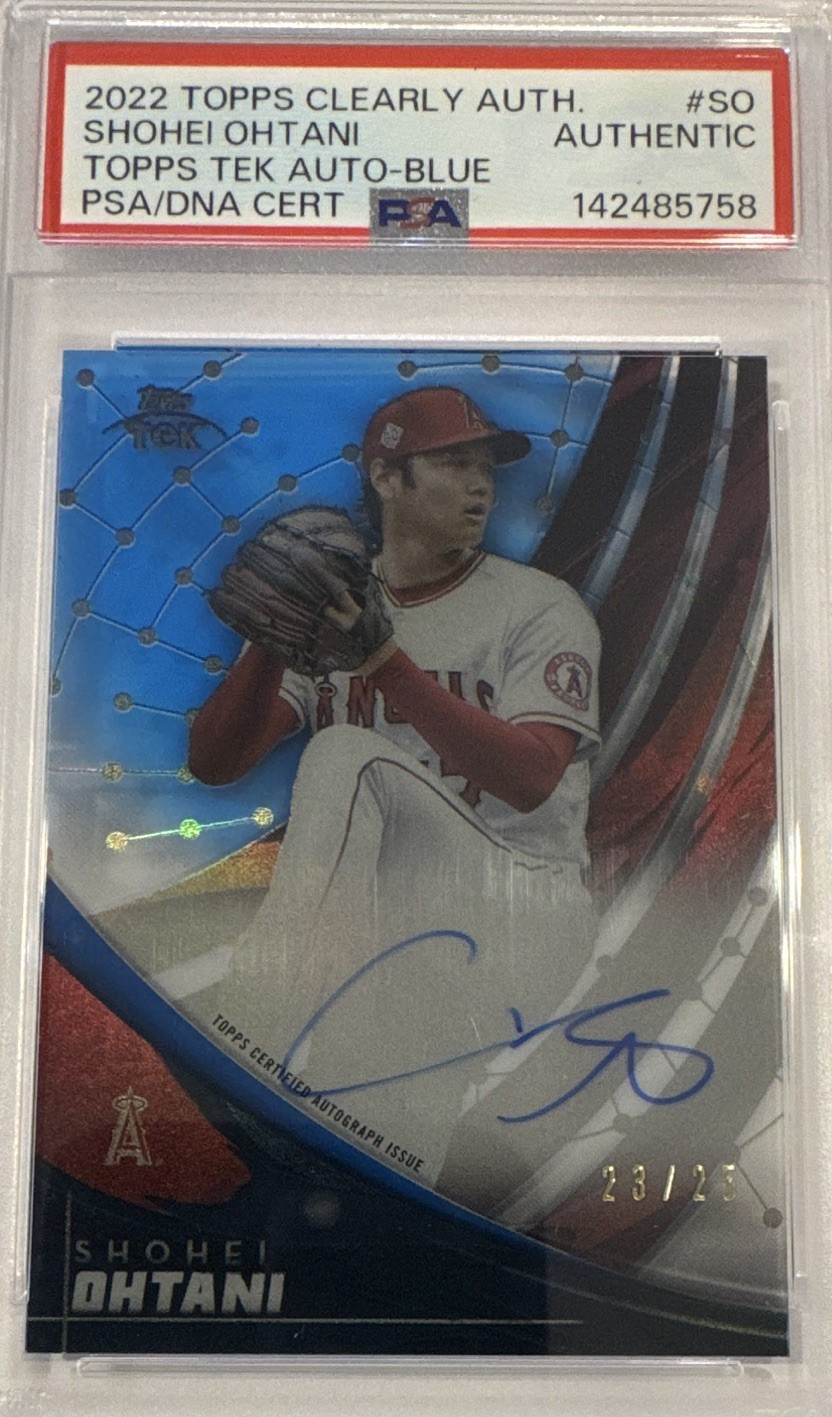 🔥 NUKE Topps 2022 Clearly Authentic Shohei Ohtani Tek Blue Auto /25 PSA/DNA🔥