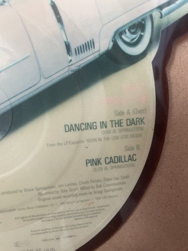 BRUCE SPRINGSTEEN -Dancing In The Dark/Pink Cadillac- Shaped Picture Disc Vinyl - Picture 2 of 11