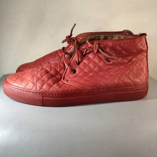 Del Toro Men's Quilted Alto Chukka Red Nappa Leather High Top Sneaker Size 10