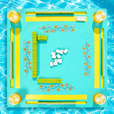 Floating Mahjong Table for Pool, Double-Sided Floating Mahjong Table with Tile G