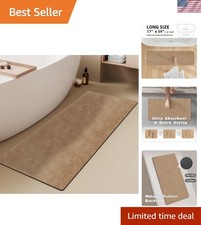 Thin Bath Mat Runner, Bathroom Rugs Non Slip Washable, 17x59 Camel