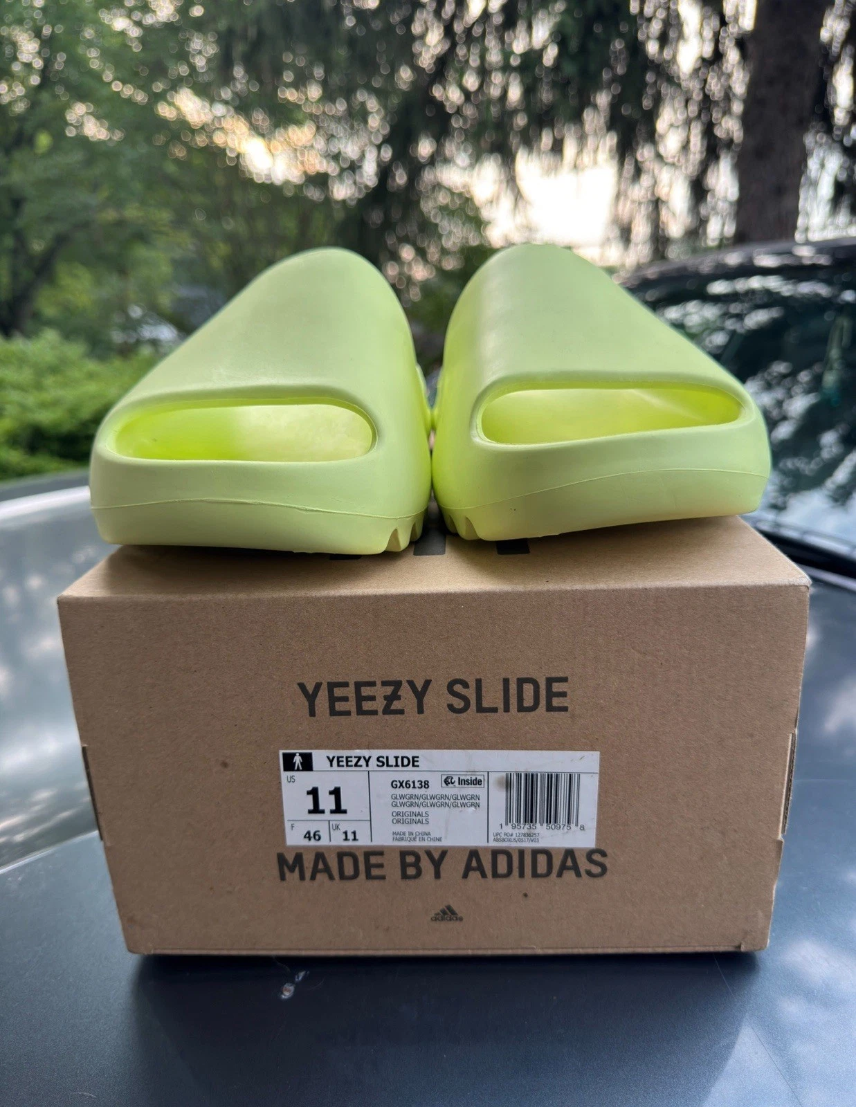 Adidas Yeezy Slides Glow Green taglia 11 verde brillante GX6138