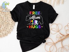 Free Mom Hugs T-Shirt, Proud Mom Apparel, Rainbow Gay Pride T-Shirt, Lgbtq Pr...
