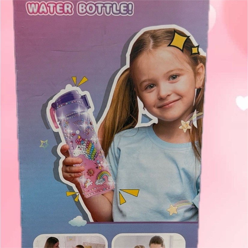Unicorn Kids Water Bottle Pink Purple 750ml BPA Free with St