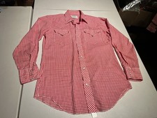 Vintage H Bar C Shirt Men  s 15.5 33 Plaid Red Pearl Snap Cowboy Hipster Western