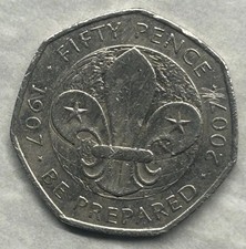 2007 Scouts 100th Anniversary Commemorative 50p Fifty Pence Coin. Circulated.