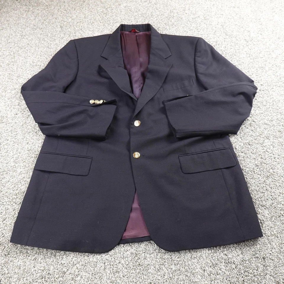 Blazer Savile Row Para Hombres 44R Azul Marino Lana Dorado Botones Abrigo Deportivo Traje Chaqueta Foto 3 de 4