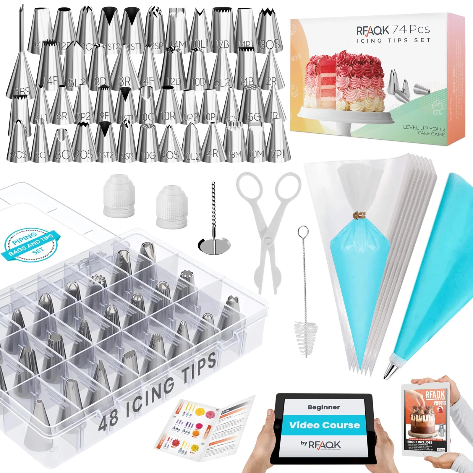 74 PCs Icing Piping Bags and Tips Set, Cake Decorating Kit with 48-Numbered P...
Opens in a new wind
