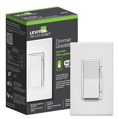 Decora Smart Wi-Fi Dimmer (2nd Gen) No Hub Required Works w Google, Alexa, White