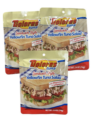 Dolores Sandwich Style Yellowfin Tuna Salad Mayonnaise Jalapeños 2.6oz 3 Pack