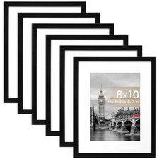 8x10 Picture Frame Set of 6 with Shatter Resistant Plastic Glass, Thin Border...