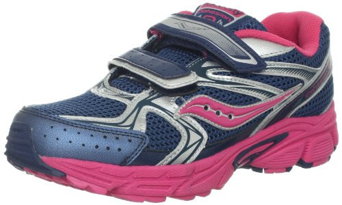 Saucony Cohesion 6 Mädchen ungebundene Turnschuhe marineblaurosa silber Kleinkind Größe 6 1/2 M