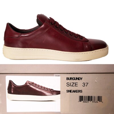 37 NEW TOM FORD RETIRED Woman's Burgundy Shaded Leather Low-Top RUSSEL SNEAKERS