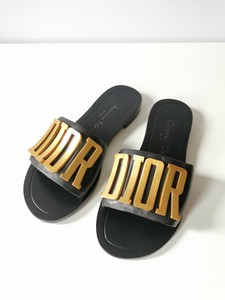 dior black and gold slides