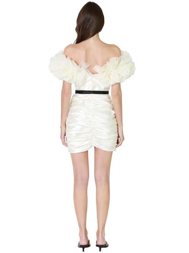 Nuevo con etiquetas Mini Vestido Mable Alvin Rifa Manga Abullonada Acanalado Blanco Crema Talla XL - Imagen 2 de 12