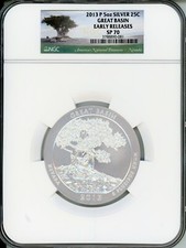2013-p Great Basin Atb America Beautiful 5 Oz. Silver Ngc Sp70 Er Early Releases