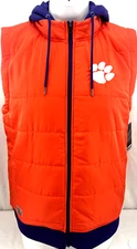NEW Clemson University Tigers Colosseum Athletics Zip Orange Hooded Vest Men's L