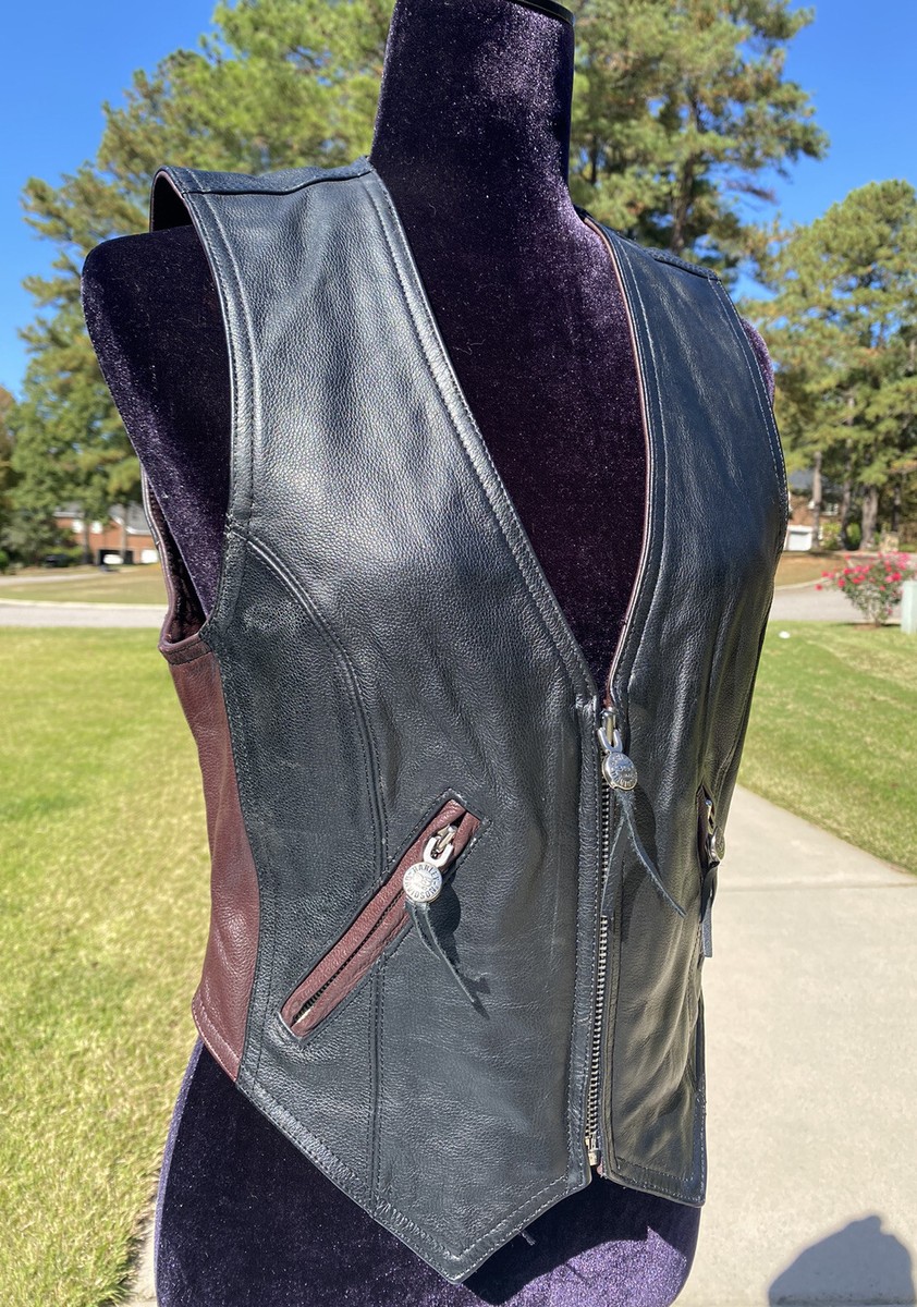 Harley Davidson Women 95th Anniversary Leather Vest Small Burgundy