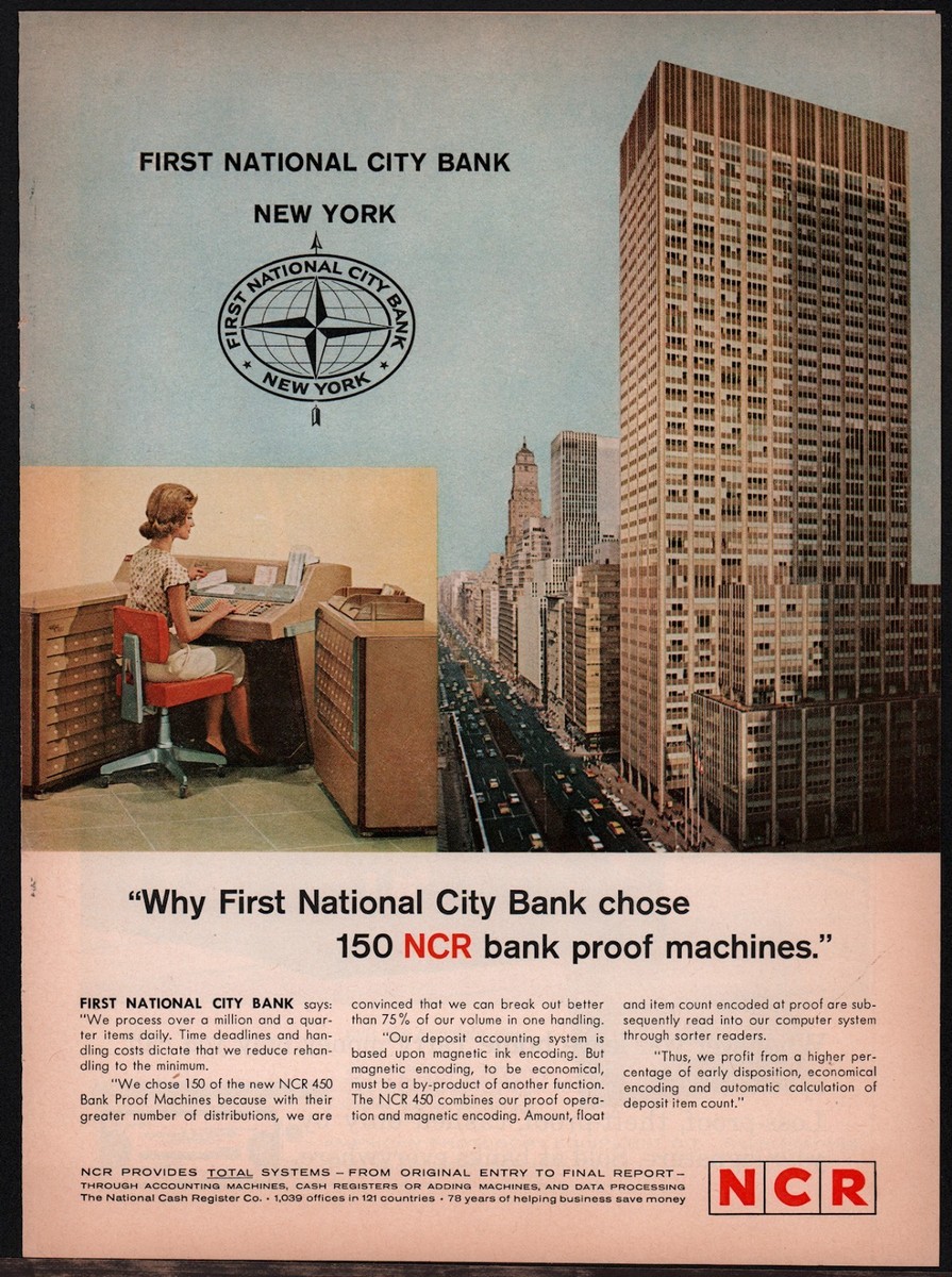 1962 NCR 150 Bank Proof Machine First National City Bank AD | eBay