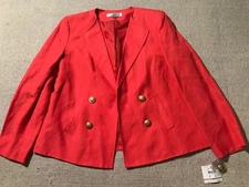 Kasper Separates Women's Jacket 12P Petite Open Front Linen Blend #1657