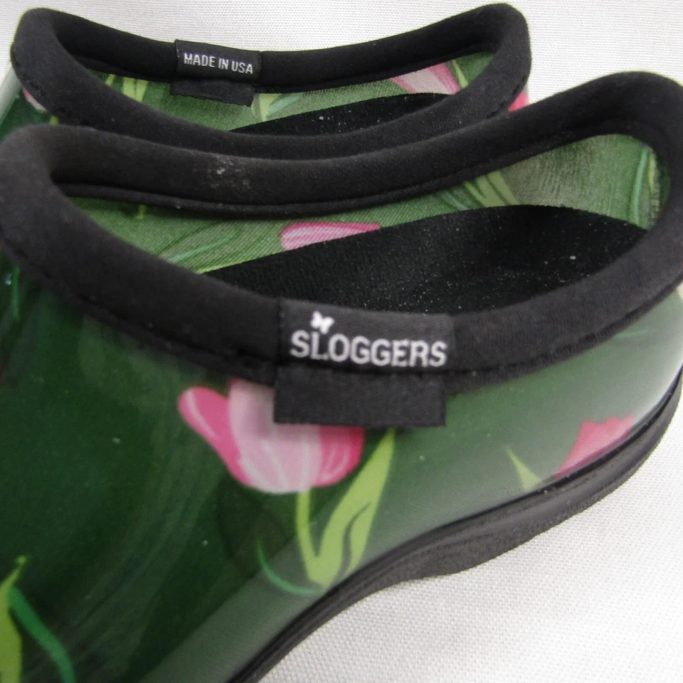 Sloggers Impermeable Jardín Zueco Zapatos Verde Tulipán Rosa Mujer Talla 6 Sin Cordones Foto 2 de 4