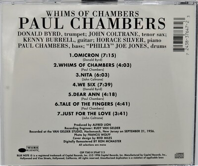 Paul Chambers Sextet WHIMS OF CHAMBERS cd Byrd Coltrane Burrell