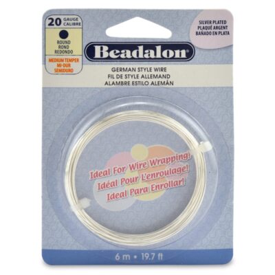 Beadalon German Style Wire for Jewelry Making, Round, Silver Plated, 20 Gauge...