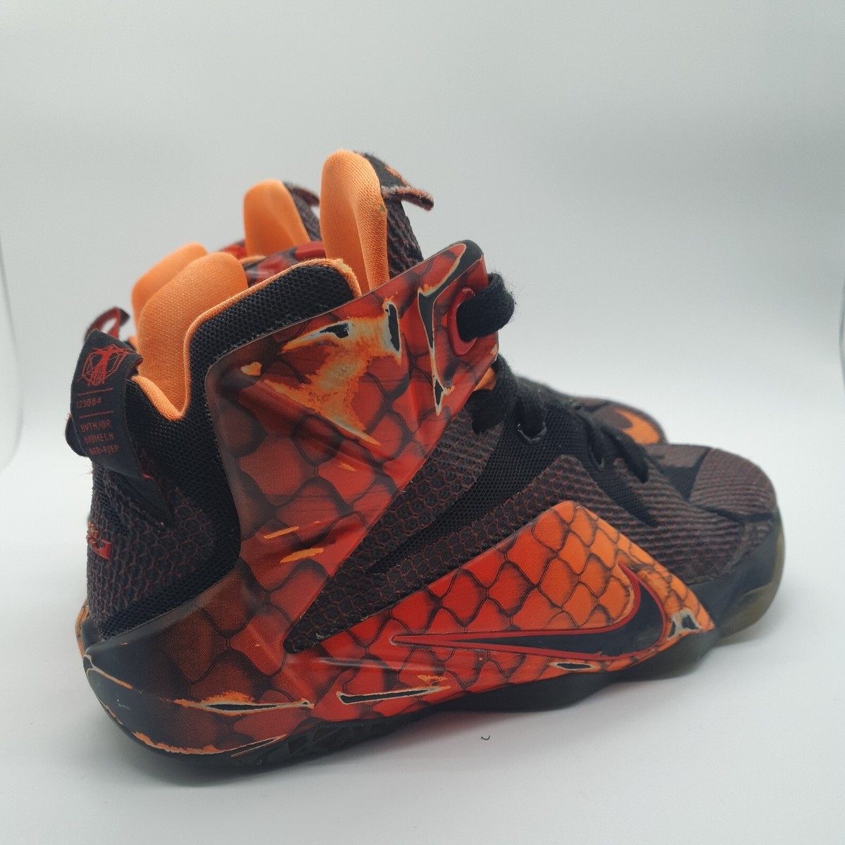Nike Lebron 12 Reptile UK 4.5 Black Challenge Red Total Orange Shoes Trainers | eBay UK