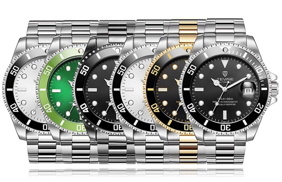 Herren TEVISE Automatikuhr Edel Exklusiv Uhr Datum Automatic Uhren