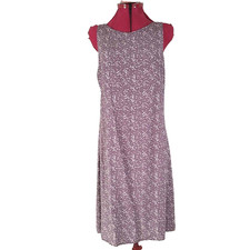 J Crew Purple Spotted Sleeveless Spring Dress Round Neck 100% Rayon Size 10