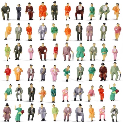 60pcs HO Scale Seated 1:87 Painted Figures Passenger Sitting People P87S - Picture 1 of 8