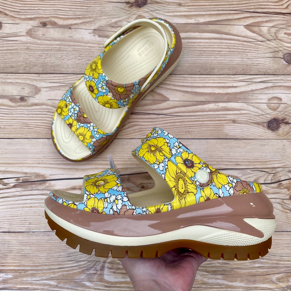 Crocs Mega Crush Retro Floral Sandal Vanilla Cork Select-a-Size - Main Image