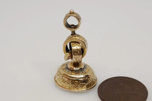 ANTIQUE VICTORIAN ENGLISH 9K GOLD KNOT STYLE BLOODSTONE SEAL FOB c1880